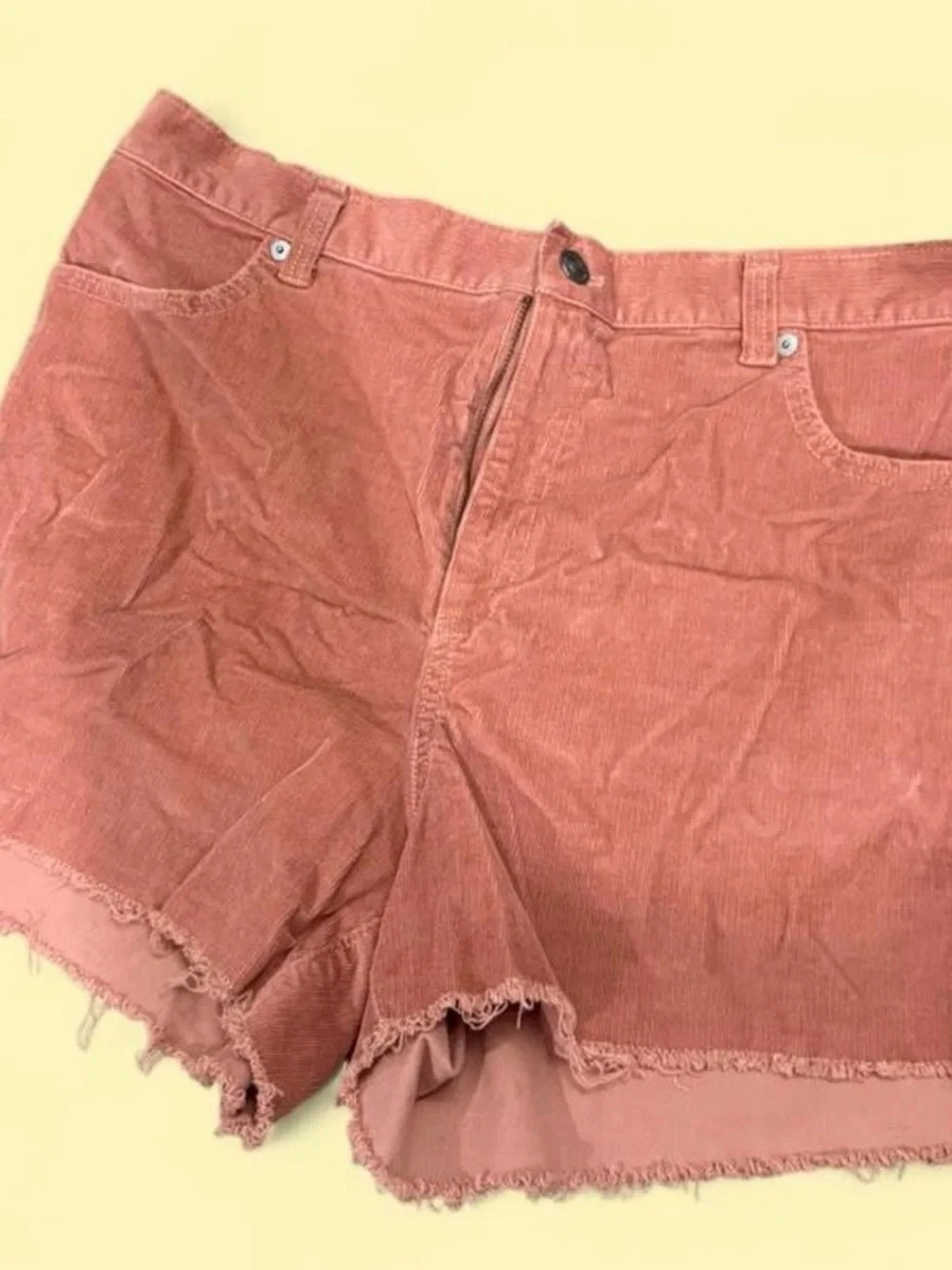 Free People Pink Corduroy High-Rise Shorts